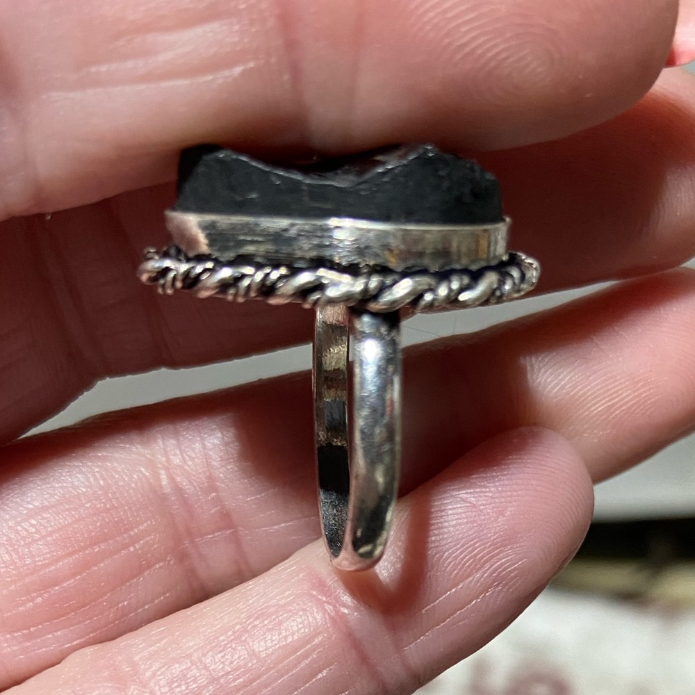 Rough Tourmaline 925 Ring. Size 9 - Picture 4 of 6